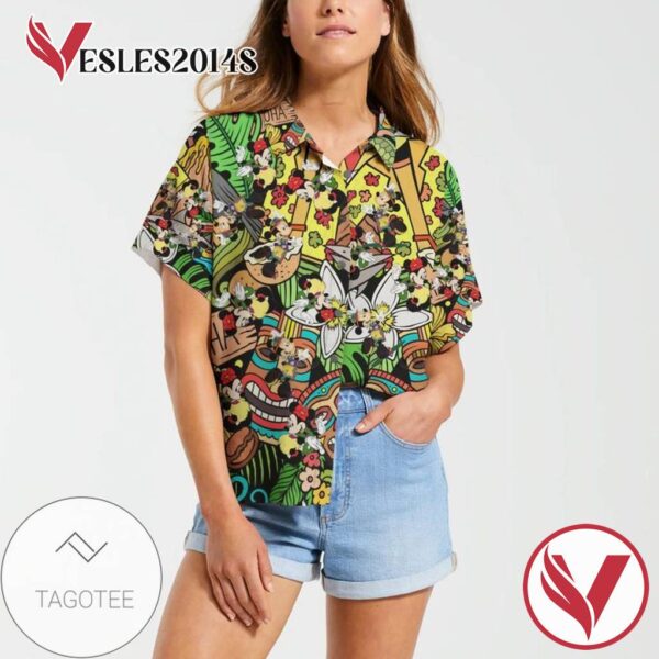 Mickey Mouse Movies Disney For men And Women Graphic Print Short Sleeve Hawaiian Casual Shirt Vesles2014S