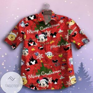 Mickey Mouse Movies Disney Merry Christmas For Men And Women Graphic Print Short Sleeve Hawaiian Casual Shirt Vesles2014S