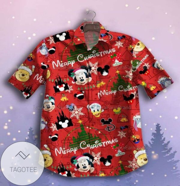 Mickey Mouse Movies Disney Merry Christmas For Men And Women Graphic Print Short Sleeve Hawaiian Casual Shirt Vesles2014S