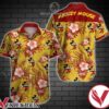 Mickey Mouse Red Hibiscus Palm Leaves Yellow Hawaiian Shirt, Unique Gifts For Friends - Vesles2014S 1