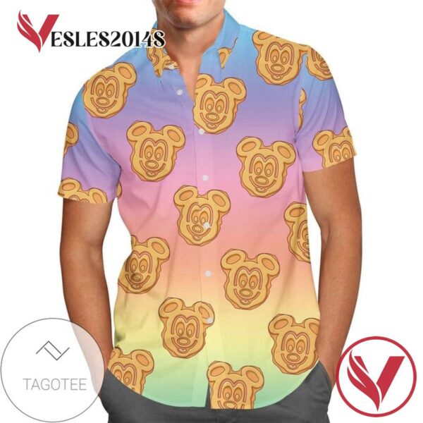Mickey Waffles Rainbow Disney For men And Women Graphic Print Short Sleeve Hawaiian Casual Shirt Vesles2014S 1