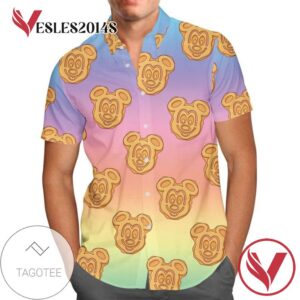 Mickey Waffles Rainbow Disney For men And Women Graphic Print Short Sleeve Hawaiian Casual Shirt Vesles2014S