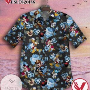 Mickey x Donald Duck Hawaiian Graphic Print Short Sleeve Hawaiian Casual Shirt Vesles2014S