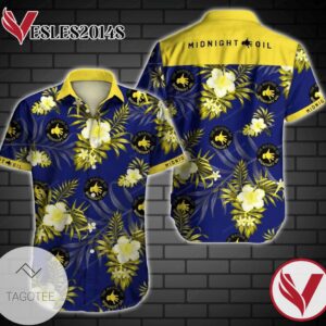 Midnight Oil Hawaiian Graphic Print Short Sleeve Hawaiian Casual Shirt Vesles2014S
