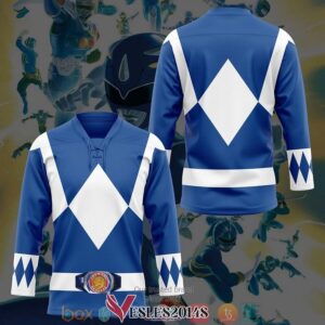 Mighty Morphian Blue Power Rangers Hockey Jersey Shirt, Trending Gifts For Fans - Vesles2014s 2