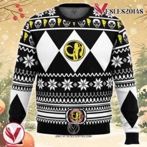 Mighty Morphin Black Ranger Power Rangers Ugly Christmas Sweater, Unique Christmas Gift For Fans - Vesles2014S