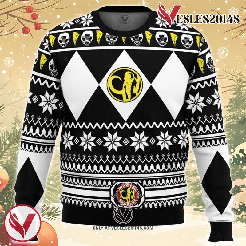 Mighty Morphin Black Ranger Power Rangers Ugly Christmas Sweater, Unique Christmas Gift For Fans - Vesles2014S