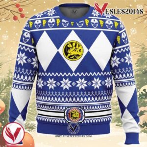 Mighty Morphin Blue Ranger Power Rangers Ugly Christmas Sweater, Unique Christmas Gift For Fans - Vesles2014S