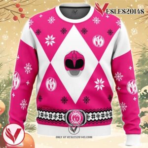 Mighty Morphin Power Rangers Pink Ugly Christmas Sweater, Unique Christmas Gift For Fans - Vesles2014S