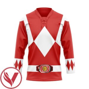 Mighty Morphin Red Power Rangers Custom Hockey Jersey, Trending Gifts For Fans - Vesles2014s
