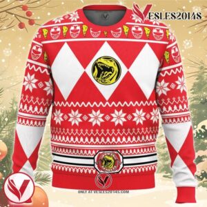 Mighty Morphin Red Ranger Power Rangers Ugly Christmas Sweater, Unique Christmas Gift For Fans - Vesles2014S