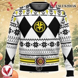 Mighty Morphin White Ranger Power Rangers Ugly Christmas Sweater, Unique Christmas Gift For Fans - Vesles2014S