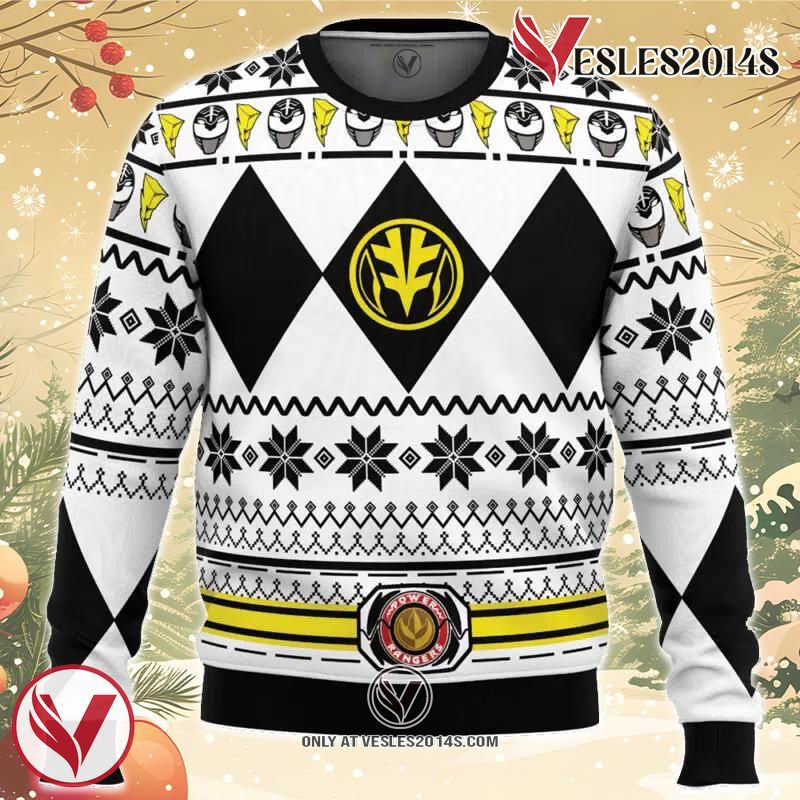 Mighty Morphin White Ranger Power Rangers Ugly Christmas Sweater, Unique Christmas Gift For Fans - Vesles2014S