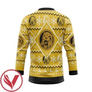 Mighty Morphin Yellow Power Ranger Ugly Christmas Custom Hockey Jersey, Trending Gifts For Fans - Vesles2014s 1