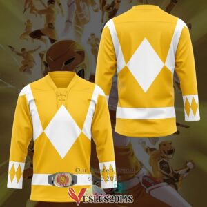 Mighty Morphin Yellow Power Rangers Hockey Jersey, Trending Gifts For Fans - Vesles2014s 2