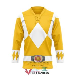 Mighty Morphin Yellow Power Rangers Hockey Jersey, Trending Gifts For Fans - Vesles2014s