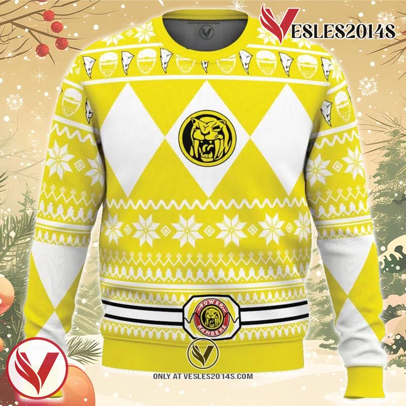 Mighty Morphin Yellow Ranger Power Rangers Ugly Christmas Sweater, Unique Christmas Gift For Fans - Vesles2014S