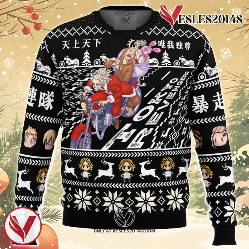 Mikey x Takemichi Christmas Ride Tokyo Revengers Ugly Christmas Sweater, Unique Christmas Gift For Fans - Vesles2014S
