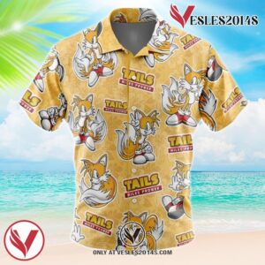 Miles Tails Power Sonic The Hedgehog Hawaiian Button Up Shirt, Perfect Gifts For Anime Lovers - Vesles2014S