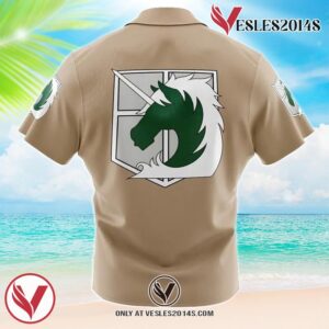 Military Police Attack on Titan Hawaiian Button Up Shirt, Perfect Gifts For Anime Lovers - Vesles2014S 1