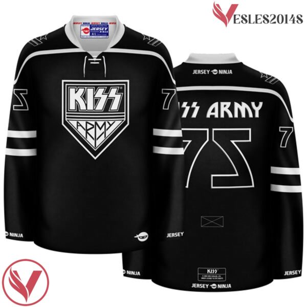 Military Rank KISS Army Black Hockey Jersey - Vesles2014S
