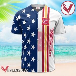 Miller High Life American Flag Baseball Jersey, Perfect Gifts For Fans - Vesles2014S 2