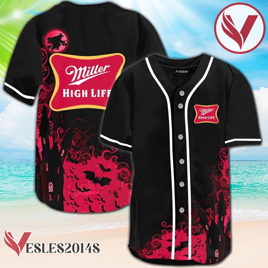 Miller High Life Black Halloween Witch Baseball Jersey, Perfect Gifts For Fans - Vesles2014S