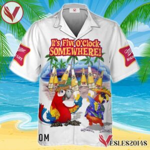 Miller High Life Funny Parrot Hawaiian Shirt, Best Summer Gifts For Fans - Vesles2014S