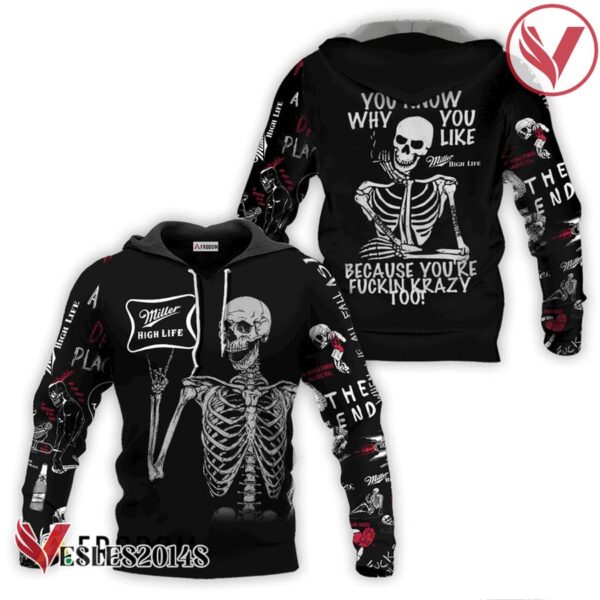 Miller High Life Rock And Roll Skeleton Skull Hoodie & Zip Hoodie - Vesles2014S