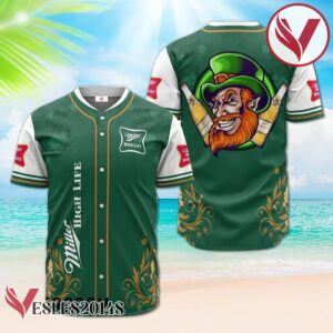 Miller High Life St. Patrick's Day Leprechaun Baseball Jersey, Perfect Gifts For Fans - Vesles2014S