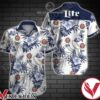 Miller Lite Beer Logo Navy Tropical Floral White Hawaiian Shirt, Unique Gifts For Friends - Vesles2014S 1