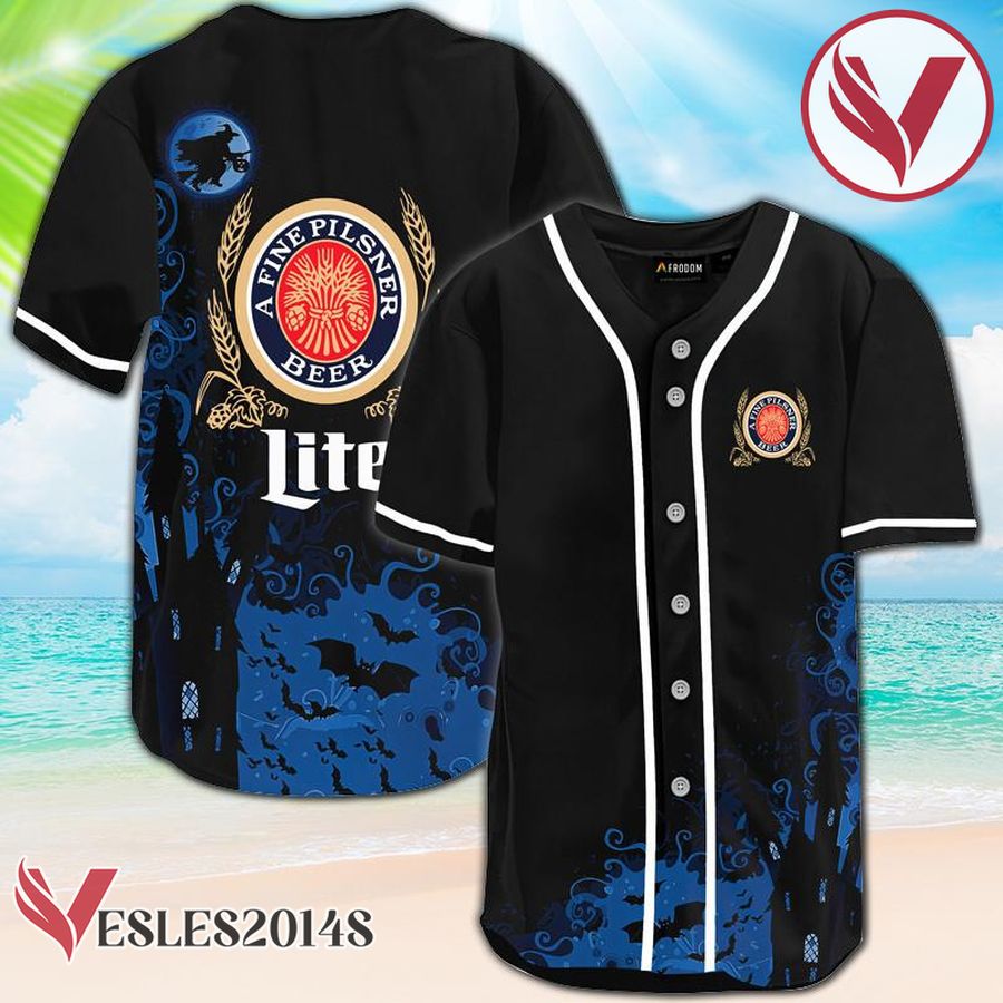Miller Lite Black Halloween Witch Baseball Jersey, Perfect Gifts For Fans - Vesles2014S