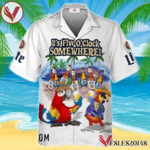 Miller Lite Funny Parrot Hawaiian Shirt, Best Summer Gifts For Fans - Vesles2014S