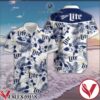 Miller Lite Navy Tropical Floral White Hawaiian Shirt, Unique Gifts For Friends - Vesles2014S 1