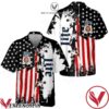 Miller Lite Usa Flag Cross Stitch Flower Black White Hawaiian Shirt And Short, Unique Gifts For Friends - Vesles2014S 1
