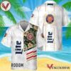 Miller Lite White Tropical Flower Hawaiian Shirt, Best Summer Gifts For Fans - Vesles2014S
