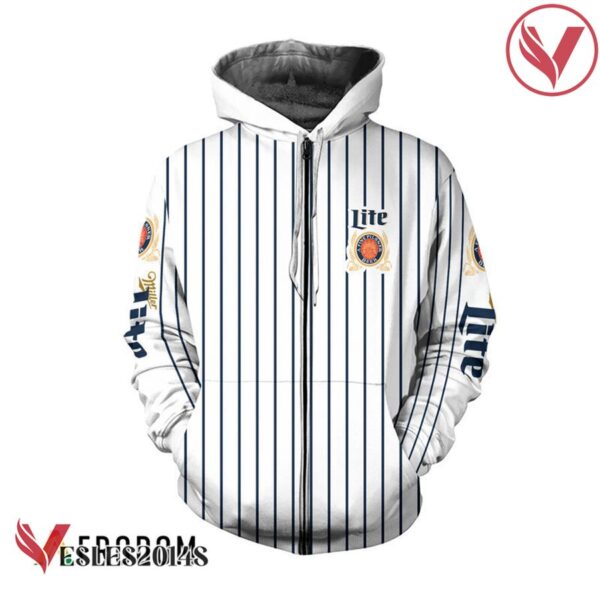 Miller Lite White Vertical Striped Hoodie & Zip Hoodie - Vesles2014S 2
