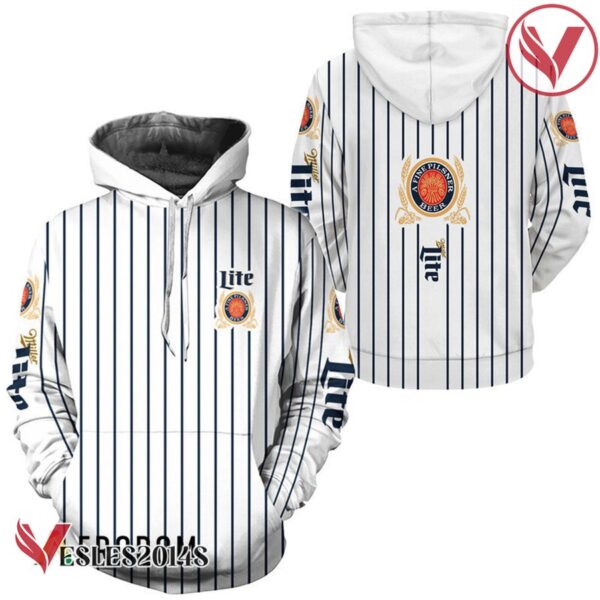Miller Lite White Vertical Striped Hoodie & Zip Hoodie - Vesles2014S