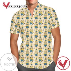 Minions Bananas For men And Women Graphic Print Short Sleeve Hawaiian Casual Shirt Vesles2014S