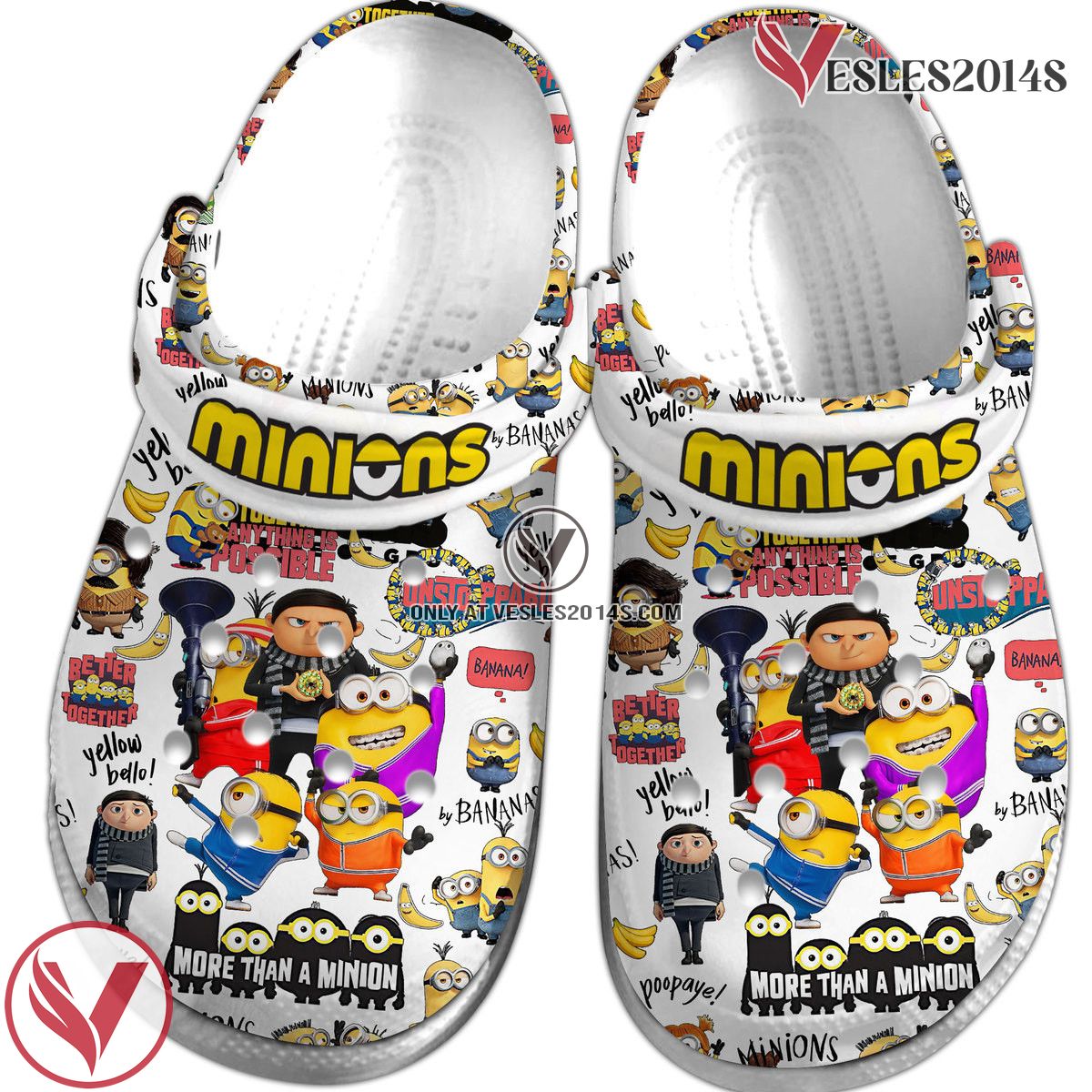 Minions Cartoon Crocs Crocband Clogs Shoes Comfortable For Men Women and Kids Style 8, Unique Gift From Vesles2014S 2