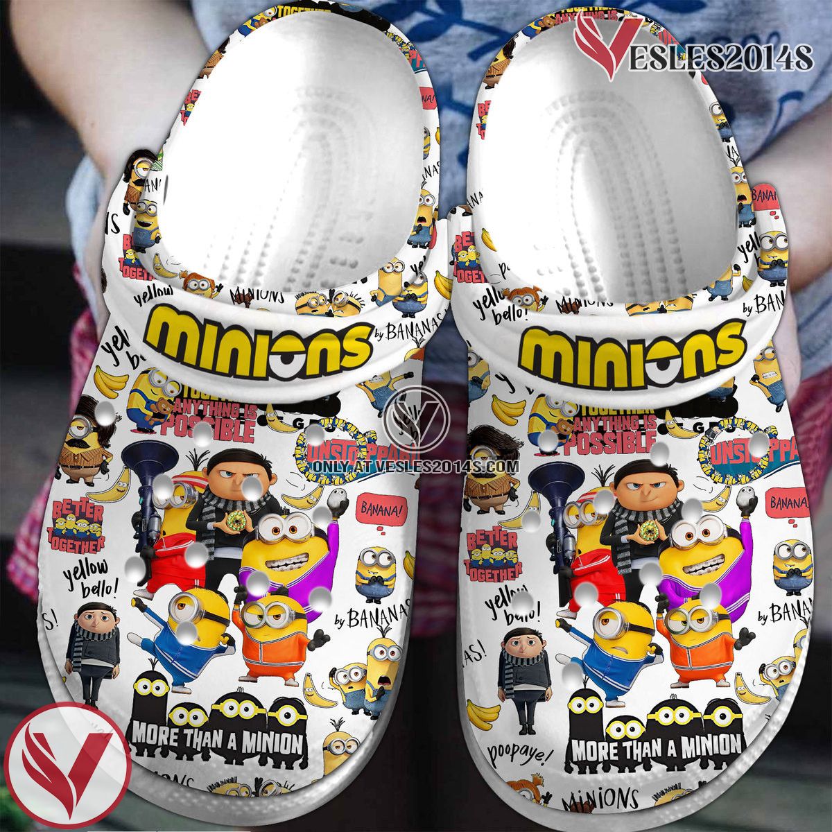 Minions Cartoon Crocs Crocband Clogs Shoes Comfortable For Men Women and Kids Style 8, Unique Gift From Vesles2014S