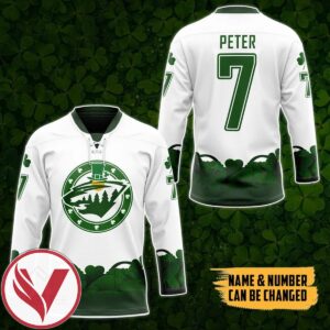 Minnesota Wild 2022 St Patrick Day Custom Name Custom Number Hockey Jersey, Trending Gifts For Fans - Vesles2014s