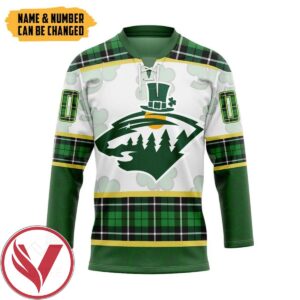 Minnesota Wild St Patrick Day Custom Name Custom Number Hockey Jersey, Trending Gifts For Fans - Vesles2014s