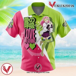 Mitsuri Kanroji V2 Demon Slayer Hawaiian Button Up Shirt, Perfect Gifts For Anime Lovers - Vesles2014S