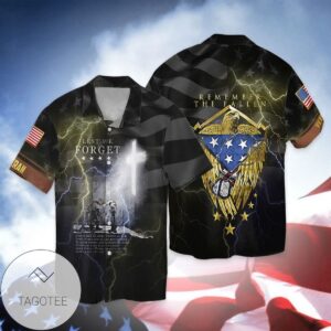 Momerial Day Veteran Lest We Forget Remember The fallen American Flag Eagle For Men And Women Graphic Print Short Sleeve Hawaiian Casual Shirt Vesles2014S