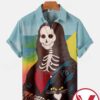 Monalisa Skull And Cat Halloween Hawaiian Shirt, Unique Gifts For Friends - Vesles2014S 1