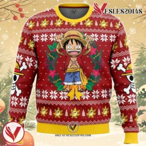 Monkey D Luffy Christmas One Piece Ugly Christmas Sweater, Unique Christmas Gift For Fans - Vesles2014S
