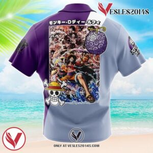 Monkey D. Luffy Gear 5th V4 One Piece Hawaiian Button Up Shirt, Perfect Gifts For Anime Lovers - Vesles2014S 1