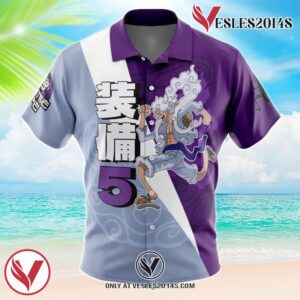 Monkey D. Luffy Gear 5th V4 One Piece Hawaiian Button Up Shirt, Perfect Gifts For Anime Lovers - Vesles2014S