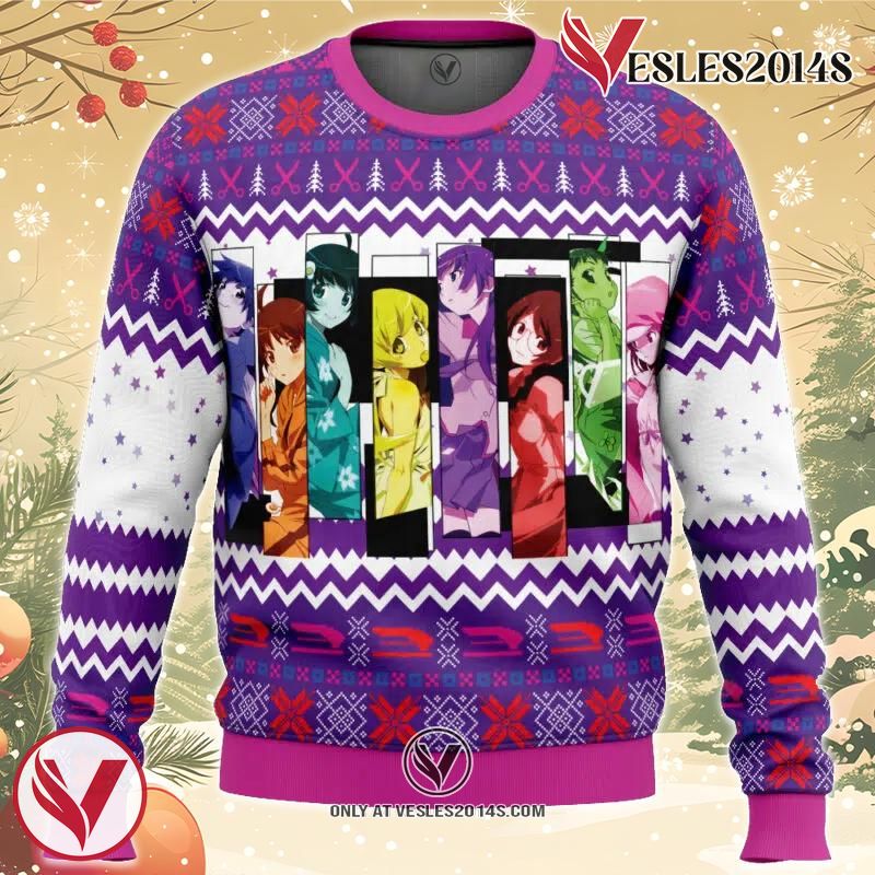 Monogatari Girls Bakemonogatari Ugly Christmas Sweater, Unique Christmas Gift For Fans - Vesles2014S